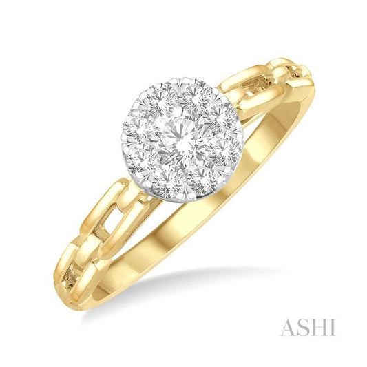 ASHI Round Shape Paper Clip Lovebright Diamond Fashion Ring 158F4PPFGYW