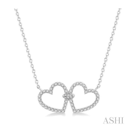 ASHI Twin Heart Shape Diamond Necklace 997FQPPTSNKWG