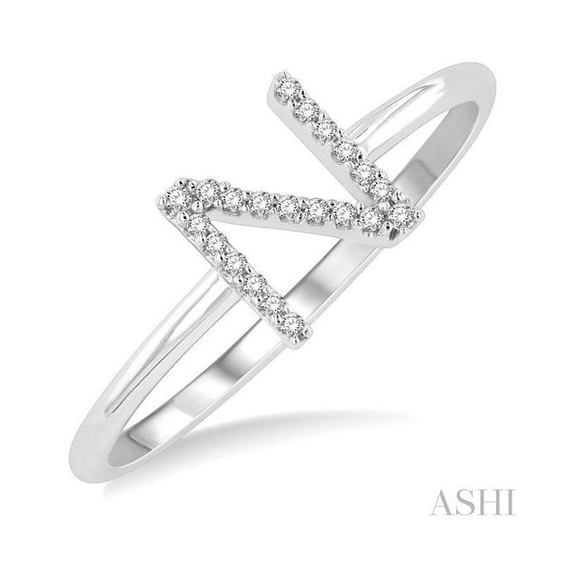 ASHI Block 'N' Initial Diamond Ring 365D9PPTSWG-N