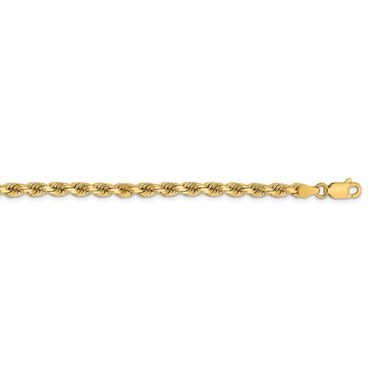 Quality Gold 14K 8 inch 3.75mm Diamond-cut Rope with Lobster Clasp Chain 027L