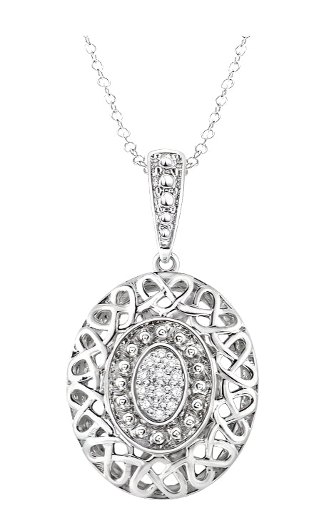 Parkplace Jewelers Silver Oval Shape Diamond Pendant 87829PPSSSLPD