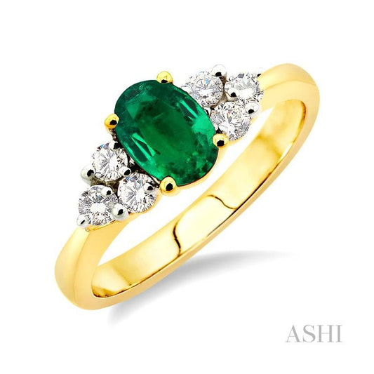 ASHI Oval Shape Gemstone & Diamond Ring 40405PPFCEM