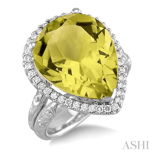 ASHI Pear Shape Gemstone & Halo Diamond Ring 50265PPFVLQWG