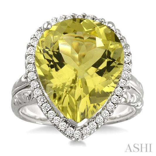 ASHI Pear Shape Gemstone & Halo Diamond Ring 50265PPFVLQWG