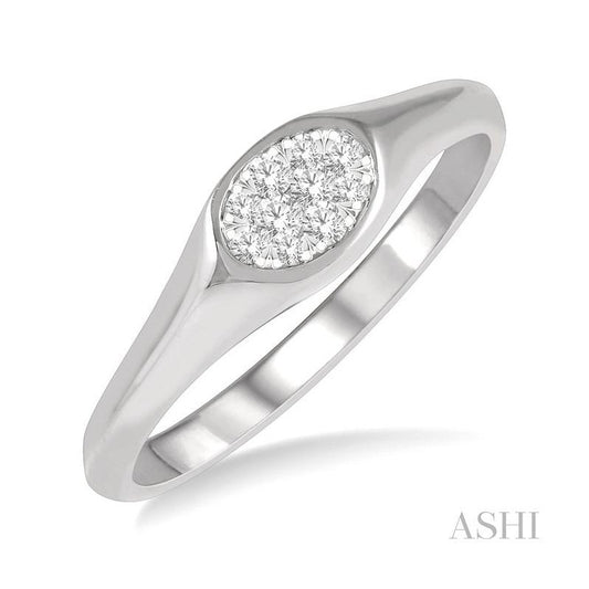 ASHI Oval Shape East-West Lovebright Essential Diamond Signet Ring 374M8PPFHWG