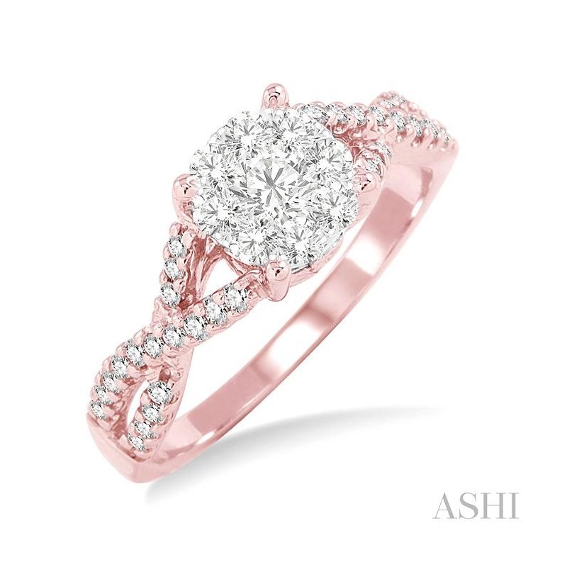 ASHI Round Shape Lovebright Diamond Engagement Ring 19495PPFVPW-LE