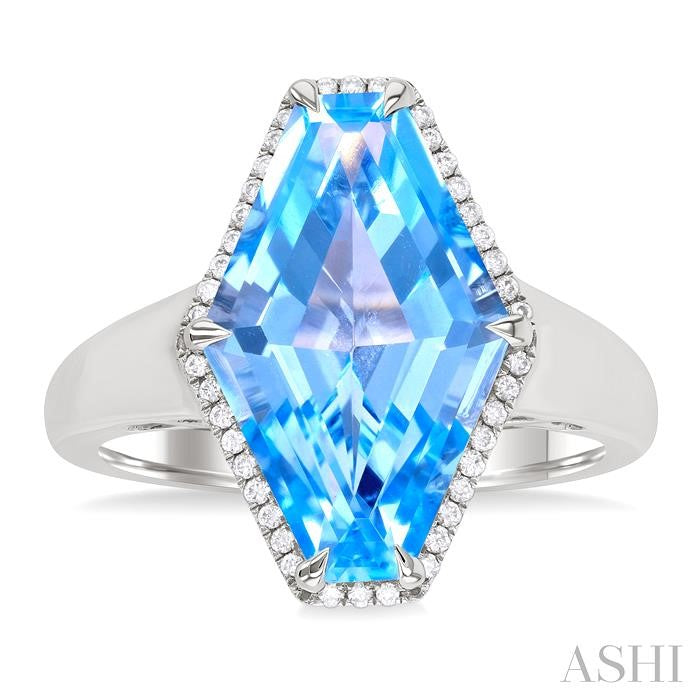 ASHI Hexagon Shape Gemstone & Halo Diamond Ring 50718PPFHBTWG
