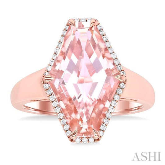ASHI Hexagon Shape Gemstone & Halo Diamond Ring 50718PPFHMOPG