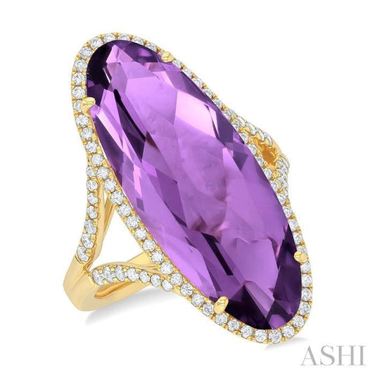 ASHI Oval Shape Gemstone & Halo Diamond Ring 50733PPFHAMYG