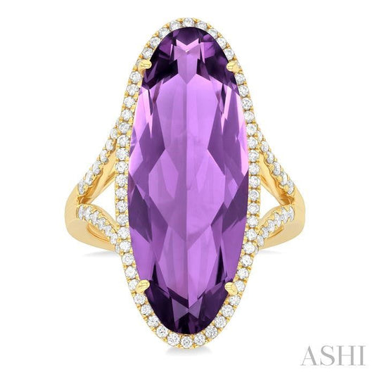 ASHI Oval Shape Gemstone & Halo Diamond Ring 50733PPFHAMYG
