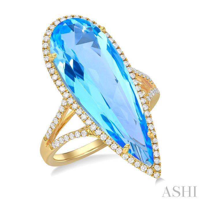 ASHI Pear Shape Gemstone & Halo Diamond Ring 50745PPFHBTYG