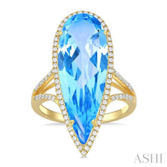 ASHI Pear Shape Gemstone & Halo Diamond Ring 50745PPFHBTYG