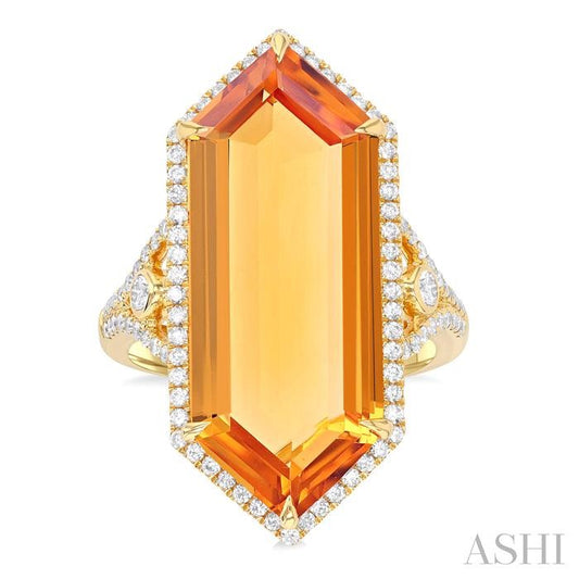 ASHI Hexagon Shape Gemstone & Halo Diamond Ring 50753PPFHCTYG