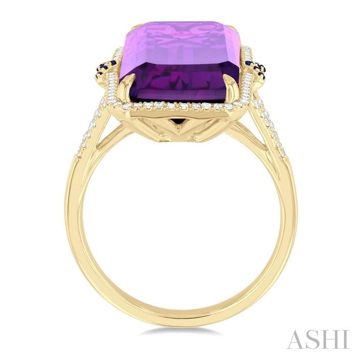 ASHI Emerald Shape Gemstone & Halo Diamond Ring 50766PPFHAMSPYG