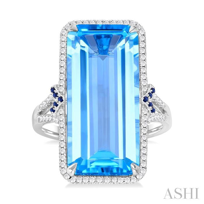 ASHI Emerald Shape Gemstone & Halo Diamond Ring 50766PPFHBTSPWG