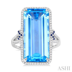 ASHI Emerald Shape Gemstone & Halo Diamond Ring 50766PPFHBTSPWG