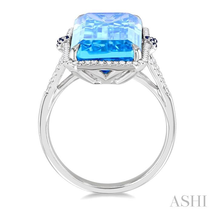 ASHI Emerald Shape Gemstone & Halo Diamond Ring 50766PPFHBTSPWG