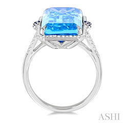 ASHI Emerald Shape Gemstone & Halo Diamond Ring 50766PPFHBTSPWG