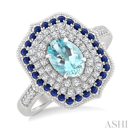 ASHI Oval Shape Gemstone & Diamond Fashion Ring 50835PPFHAQSPWG