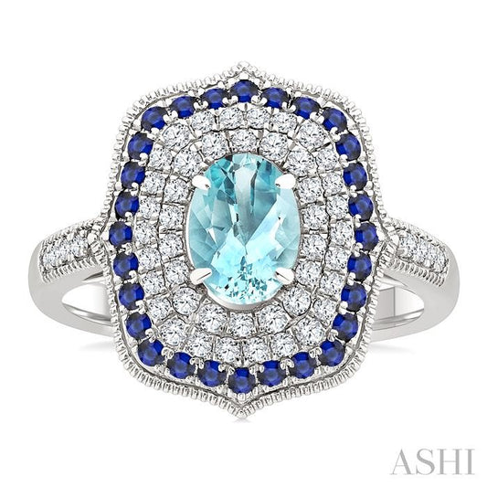 ASHI Oval Shape Gemstone & Diamond Fashion Ring 50835PPFHAQSPWG