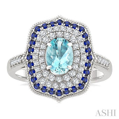 ASHI Oval Shape Gemstone & Diamond Fashion Ring 50835PPFHAQSPWG