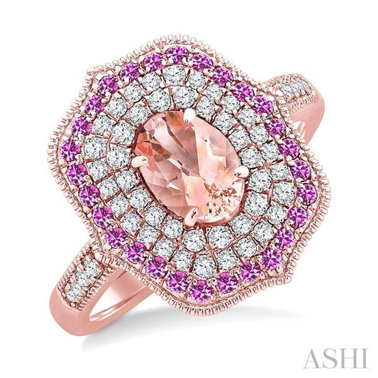ASHI Oval Shape Gemstone & Diamond Fashion Ring 50835PPFHMOPSPPG