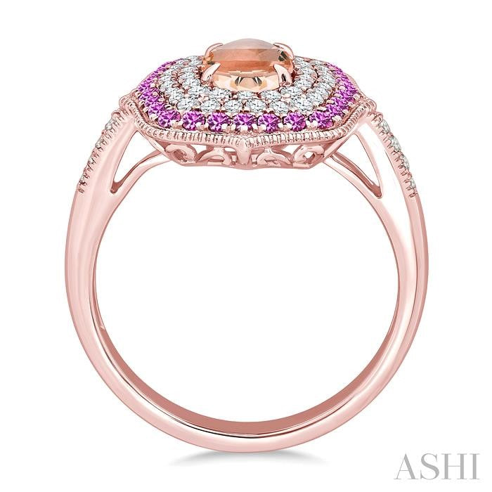 ASHI Oval Shape Gemstone & Diamond Fashion Ring 50835PPFHMOPSPPG