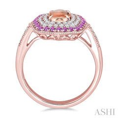 ASHI Oval Shape Gemstone & Diamond Fashion Ring 50835PPFHMOPSPPG