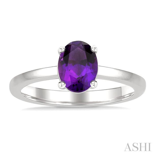 ASHI Oval Shape Gemstone Solitaire Ring 50849PPF@AMWG-OV