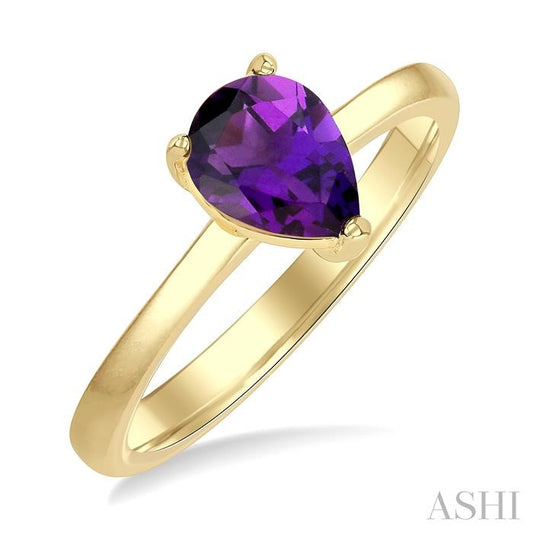 ASHI Pear Shape Gemstone Solitaire Ring 50849PPF@AMYG-PR