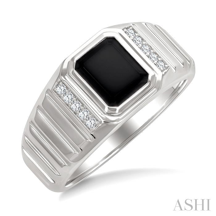 ASHI Emerald Shape Men's Onyx Diamond Ring 50898PPTGOXWG