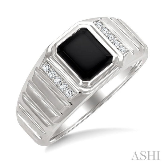 ASHI Emerald Shape Men's Onyx Diamond Ring 50898PPTGOXWG