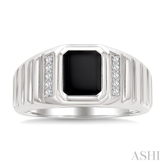 ASHI Emerald Shape Men's Onyx Diamond Ring 50898PPTGOXWG