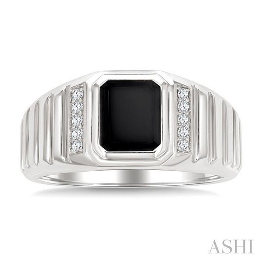 ASHI Emerald Shape Men's Onyx Diamond Ring 50898PPTGOXWG