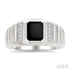 ASHI Emerald Shape Men's Onyx Diamond Ring 50898PPTGOXWG