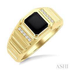 ASHI Emerald Shape Men's Onyx Diamond Ring 50898PPTGOXYG