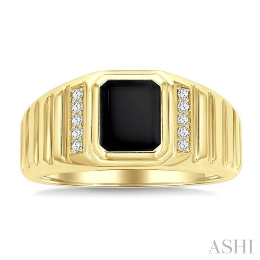 ASHI Emerald Shape Men's Onyx Diamond Ring 50898PPTGOXYG