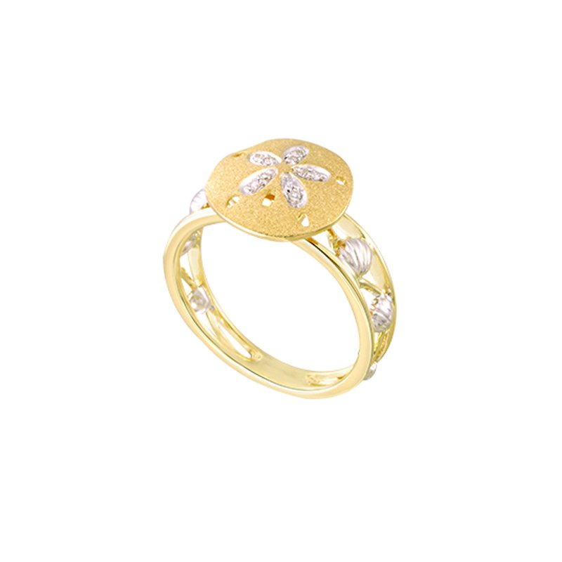 Denny Wong Designs Two Tone Gold Sanddollar Ring URSD-12SDX