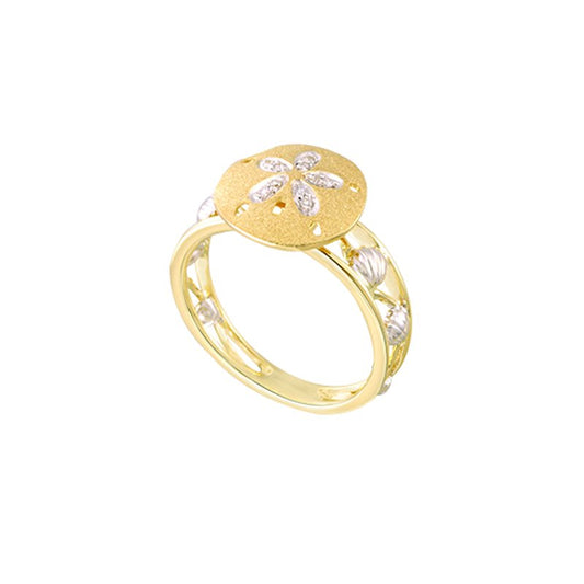 Denny Wong Designs Two Tone Gold Sanddollar Ring URSD-12SDX