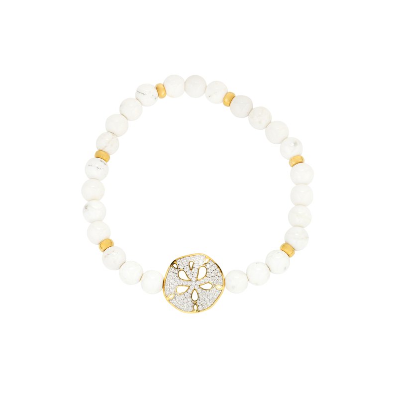 White agate crystal sand dollar stretch bracelet