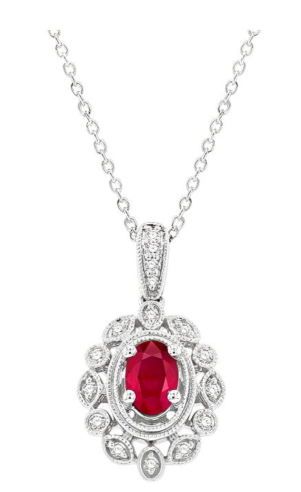 Parkplace Jewelers Oval Shape Gemstone & Diamond Pendant 57378PPTSPDRBWG