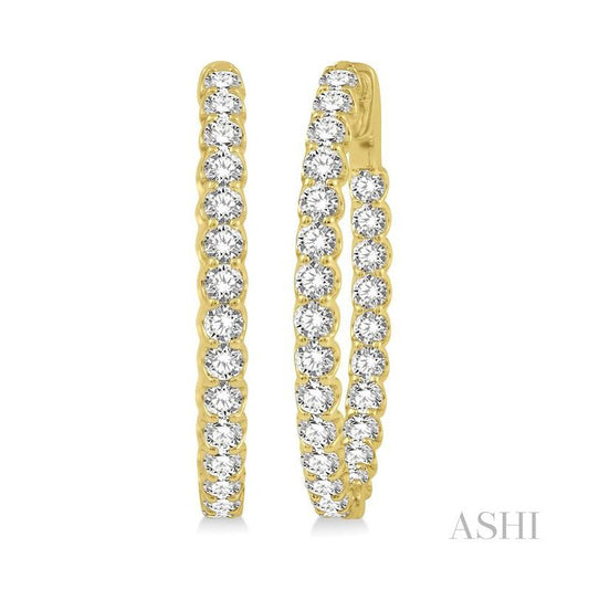 ASHI Inside-Out Diamond Oval Hoop Earrings 624B0PPFGERYG-4.00