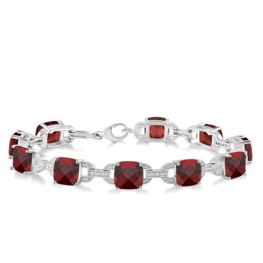 Parkplace Jewelers Silver Cushion Shape Gemstone & Diamond Bracelet 85559PPSSGTSLTB