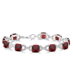 Parkplace Jewelers Silver Cushion Shape Gemstone & Diamond Bracelet 85559PPSSGTSLTB