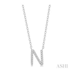 ASHI Block 'N' Initial Diamond Pendant 912F9PPTSPDWG-N