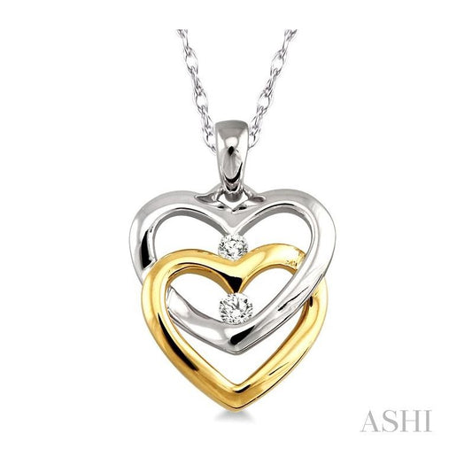ASHI Twin Heart Shape 2 Stone Diamond Pendant 93678PPFVPDWY