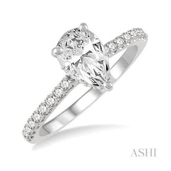 ASHI Pear Shape Semi-Mount Diamond Engagement Ring 259J5PPFHW-SM-PR-1CT