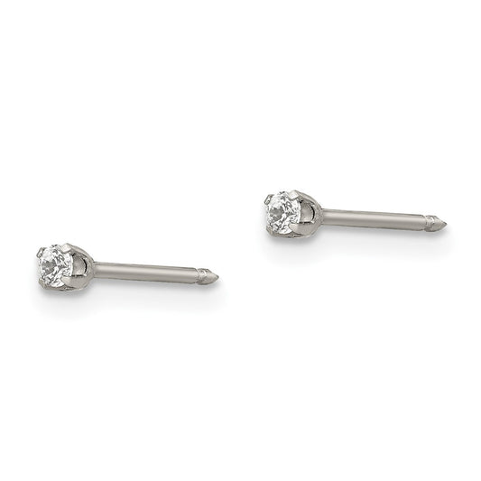 53E Inverness Stainless Steel Polished 2mm CZ Post Earrings