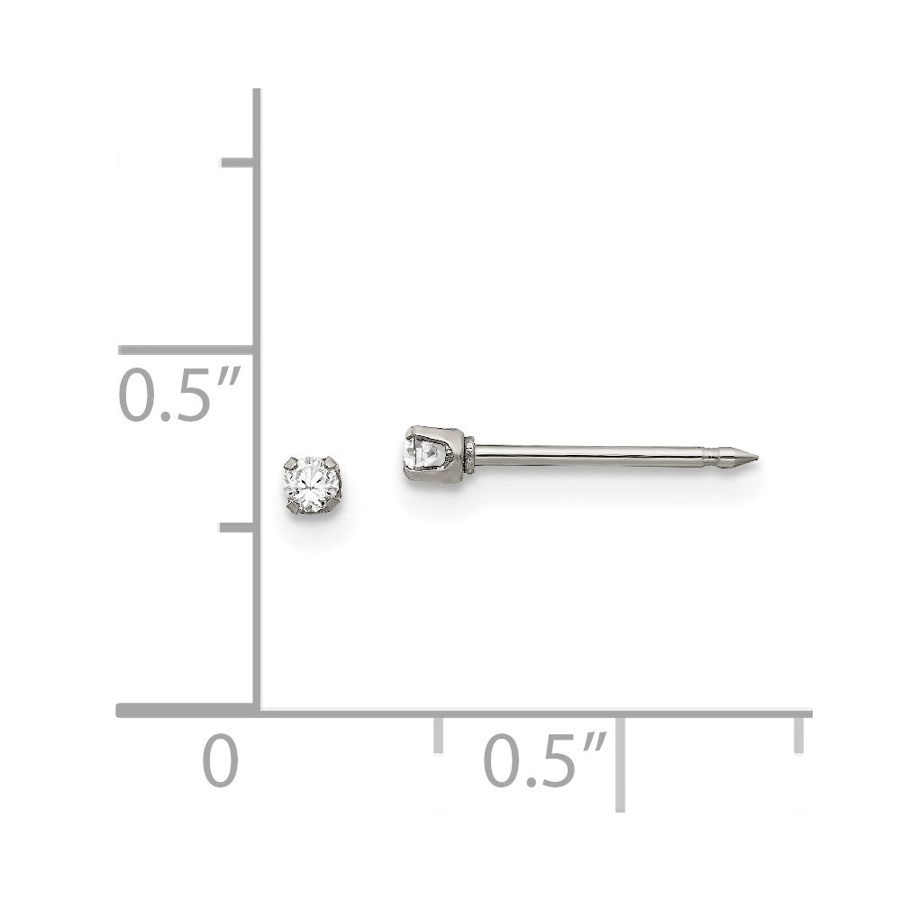 53E Inverness Stainless Steel Polished 2mm CZ Post Earrings