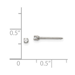53E Inverness Stainless Steel Polished 2mm CZ Post Earrings